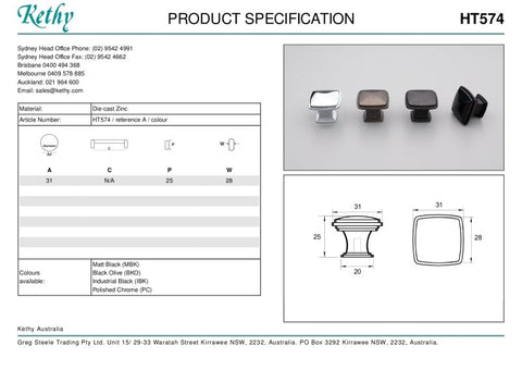 KETHY HT574 CABINET DARWEN KNOB 31MM