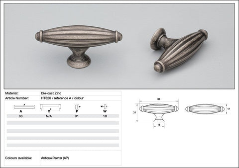 KETHY HT620 CABINET ASHFORD OVAL KNOB ANITQUE PEWTER