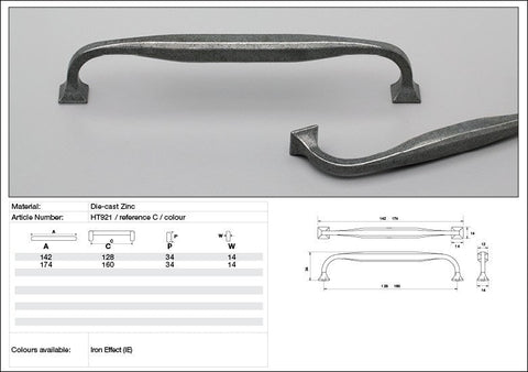 KETHY HT921 CABINET ZAMAK HANDLE IRON EFFECT FINISH