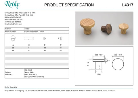 KETHY L4317 CABINET CIRCUM CABINET KNOB 48MM