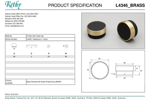 KETHY L4346 CABINET RADIO KNOB 48MM
