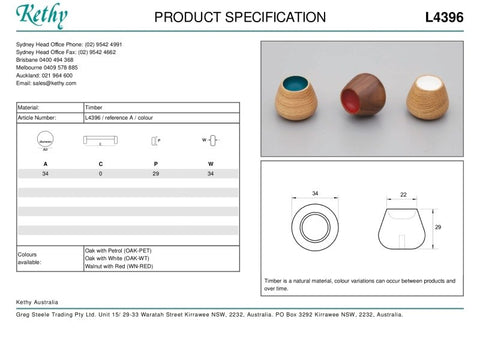 KETHY L4396 CABINET FLOWER BUD KNOB 34MM