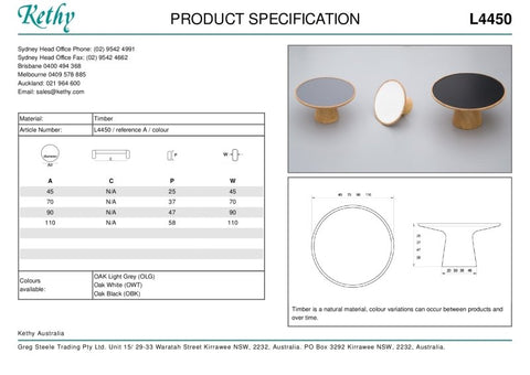 KETHY L4450 CABINET CAPELLO HOOK KNOB 90MM