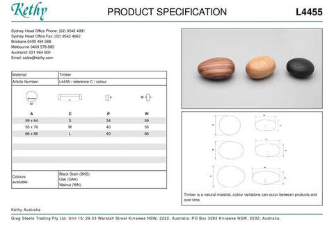 KETHY L4455 CABINET PEBBLE CABINET KNOB 76MM