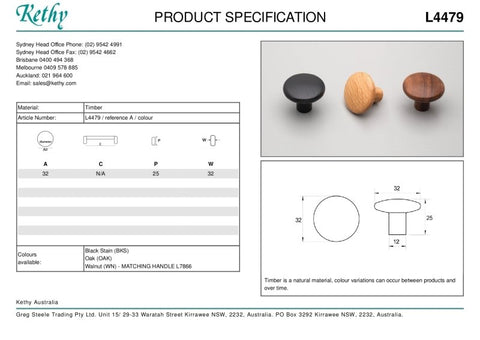 KETHY L4479 CABINET BRUTUS KNOB 32MM
