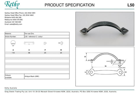 KETHY L50 CABINET NORDIC PULL HANDLE 96MM