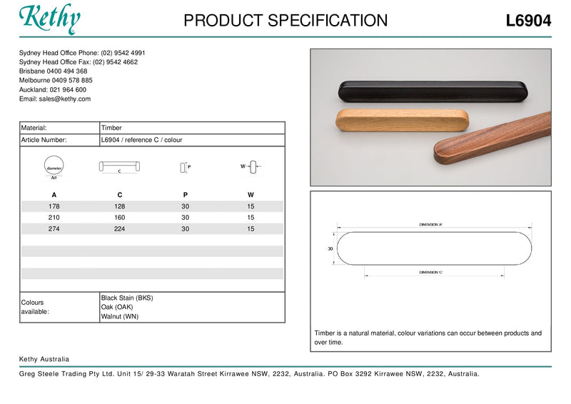 KETHY L6904 CABINET SHELF HANDLE 128MM