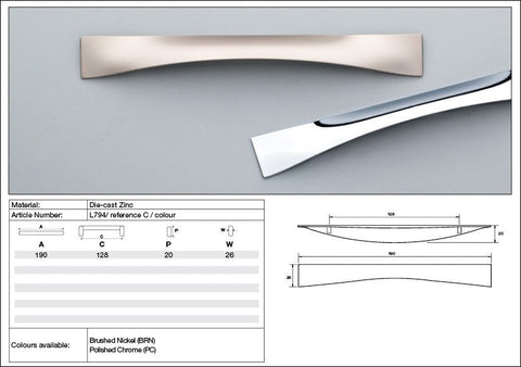 KETHY L794 CABINET WARP HANDLE 128MM