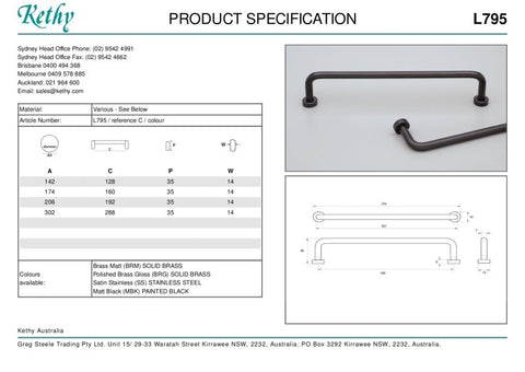 KETHY L795 CABINET LOUNGE HANDLE 128MM