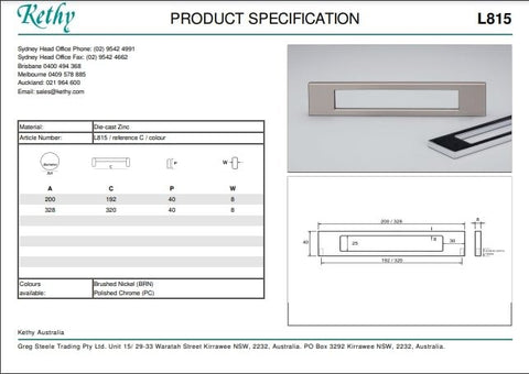 KETHY L815 CABINET KEYLINE HANDLE 320MM