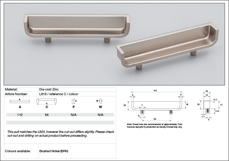 KETHY L818 CABINET HANDLE 64MM