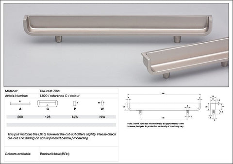 KETHY L820 CABINET HANDLE 128MM