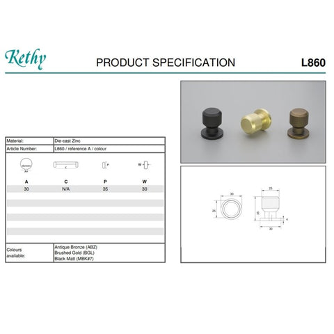 KETHY L860 HERNING KNOB 30MM