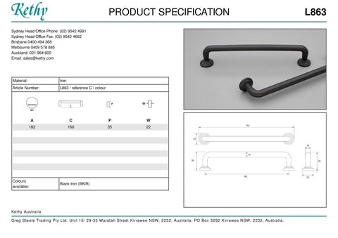 KETHY L863 BEESTON IRON HANDLE 160MM