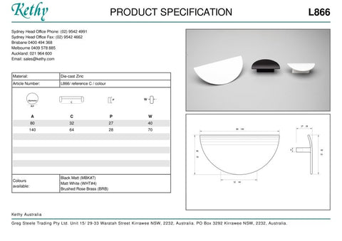 KETHY L866 MOON CABINET HANDLE SMALL 32MM