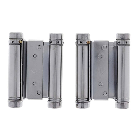 HFH DOOR HINGE DOUBLE ACTION SPRING 100MM POLISHED CHROME 4150 - 103 *PAIR* - primehardware