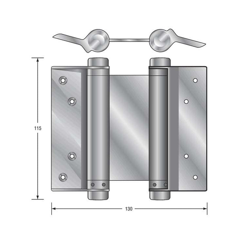 HFH DOOR HINGE DOUBLE ACTION SPRING 100MM POLISHED CHROME 4150-103 *PAIR*