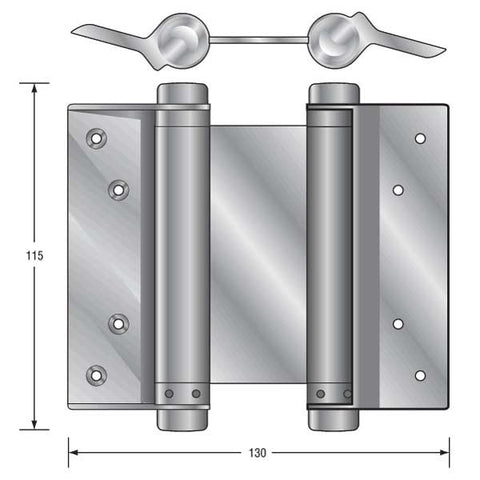 HFH DOOR HINGE 4150 - 104 DOUBLE ACTION SPRING 100MM SATIN CHROME PAIR - primehardware