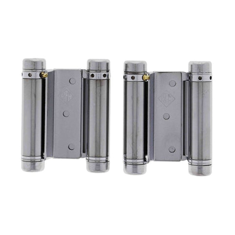 HFH DOOR HINGE DOUBLE ACTION SPRING 75MM POLISHED CHROME 4150 - 753 *PAIR* - primehardware