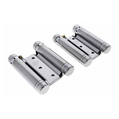 HFH DOOR HINGE DOUBLE ACTION SPRING 75MM POLISHED CHROME 4150 - 753 *PAIR* - primehardware