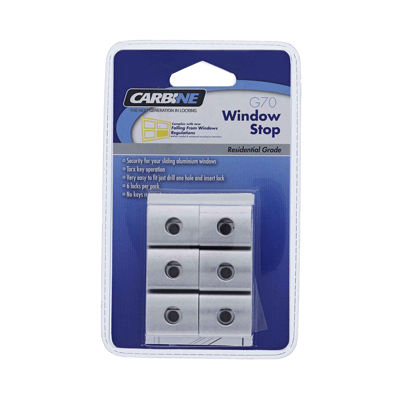 CARBINE G70 SLIDING ALUMINIUM WINDOW CLAMP STOP - AVAILABLE IN VARIOUS FINISHES