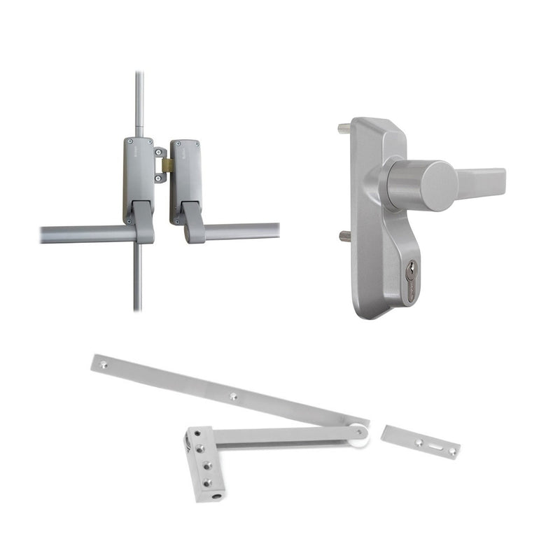 BRITON DOOR LOCK PACK B377 PANIC BAR DOUBLE DOOR SELECTOR OUTSIDE LEVER CYLINDER