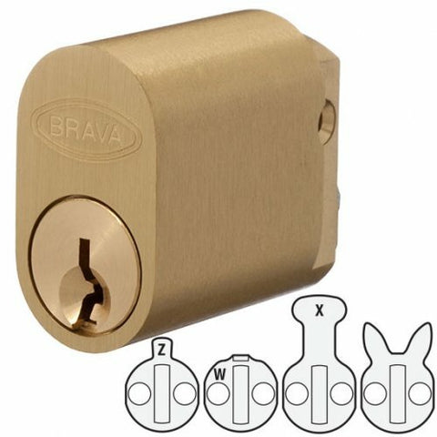 Brava 570 Oval Cylinder 6 Pin with X W Z and Rabbit Cams Brushed Brass - primehardware