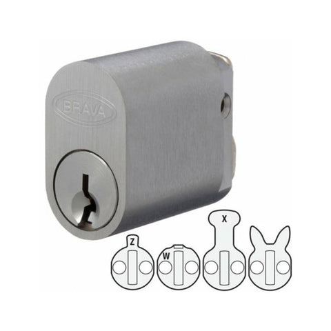 Brava Keyed Oval Cylinder 6 Pin with X W Z and Rabbit Cams - primehardware