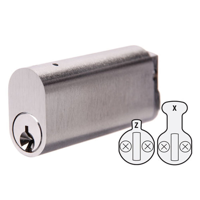 ABUS OVAL CYLINDER EXTENDED 62MM KEYED TO DIFFER WITH X CAM SATIN CHROME AB570UEXCYL62