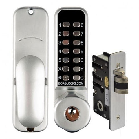BORG DIGITAL DOOR LOCK BL2702SCECP KNOB KEYLESS ENTRY KEY OVERRIDE 28MM LATCH SC - primehardware