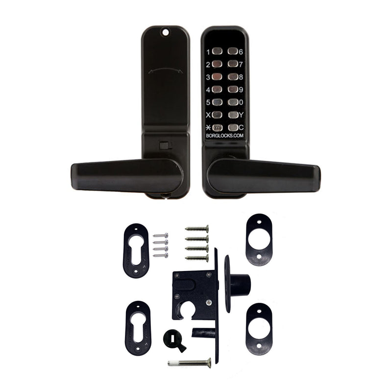 BORG DIGITAL LOCK BL4401MGPROECP WITH MORTICE MAGNETIC GATE LATCH BLACK TML25