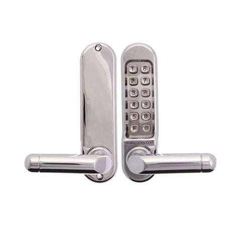 BORG DIGITAL DOOR LOCK LEVER KEYLESS MARINE GRADE CHROME PLATE BL5201MG - primehardware