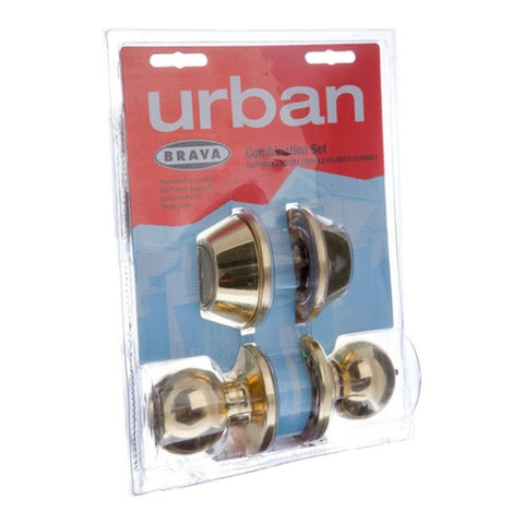 Brava Urban Entrance Knob and Deadbolt Combo Set Satin Chrome - primehardware