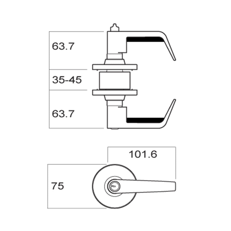 BRAVA METRO ENTRANCE LEVER SET FIRE RATED KD 70MM CHROME PLATE EL6000BC70KD