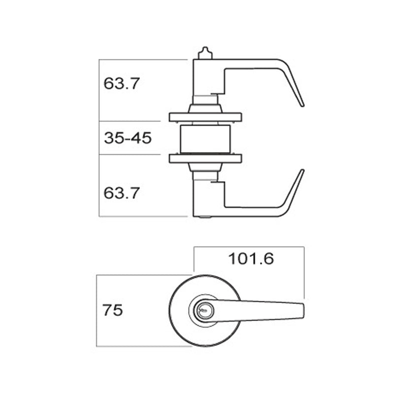 BRAVA METRO ENTRANCE LEVER SET FIRE RATED 60MM BACKSET KEYED ALIKE EL6000SC60