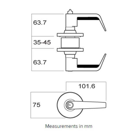 Brava Metro Fire Rated Entrance Lever Set 70mm Backset Keyed to Differ Satin Chrome - primehardware
