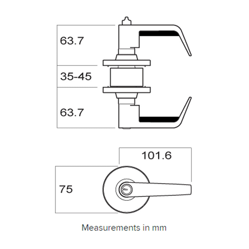 BRAVA METRO ENTRANCE LEVER SET FIRE RATED 70MM BACKSET KEYED TO DIFFER EL6000SC70KD