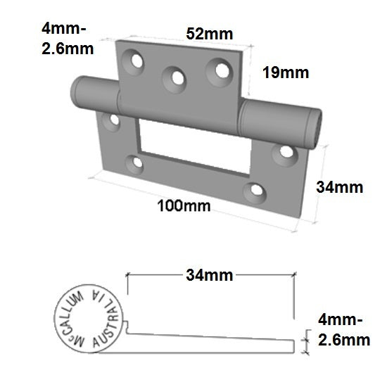 MCCALLUM DOOR HINGE A67RTF ALUMINIUM OFFSET FAST-FIX 100MM WHITE A168WHT