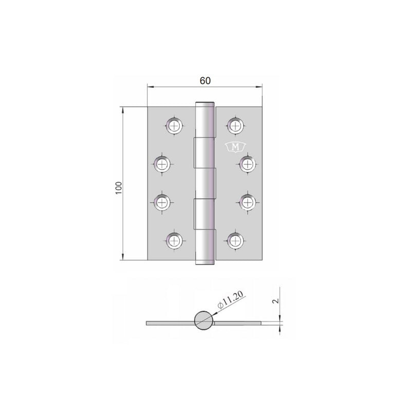 McCallum S211 Stainless Steel Butt Loose Pin Hinge 100 x 60 mm