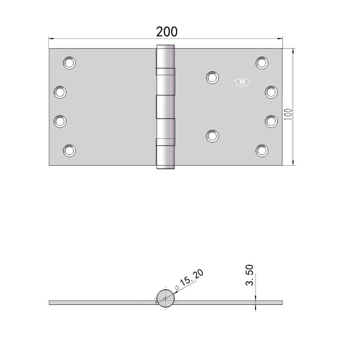 MCCALLUM S241 WIDE THROW DOOR BUTT HINGE STAINLESS STEEL 100X200X3.5MM