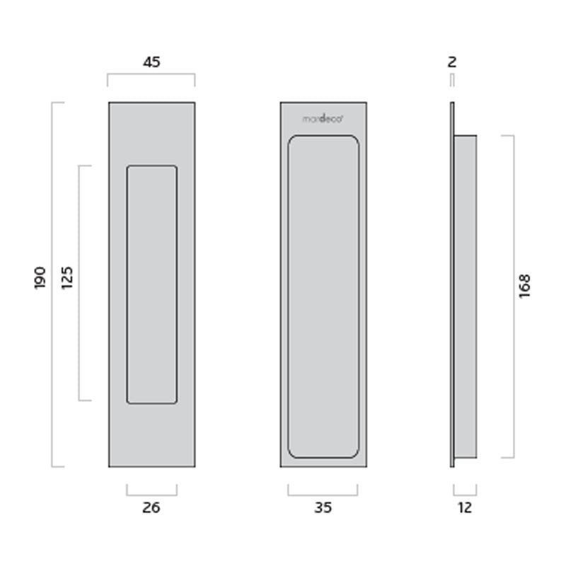 MARDECO 'M' SERIES FLUSH PULL FOR TIMBER AND ALUMINUM SLIDING DOUBLE DOORS - AVAILABLE IN VARIOUS FINISHES