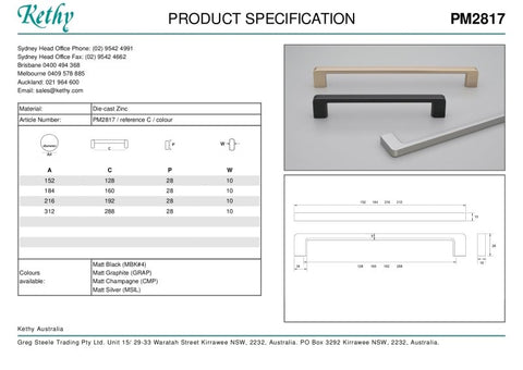 KETHY PM2817 CABINET BEGA HANDLE 160MM