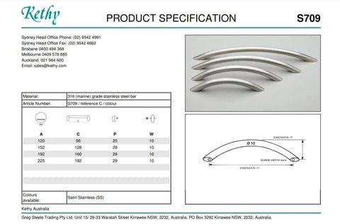 KETHY S709 CABINET BOW HANDLE STAINLESS STEEL