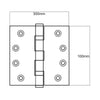 SCOPE WIDE THROW DOOR HINGE FIXED PIN STAINLESS STEEL 100X300X3.5MM DHW112FSS - primehardware