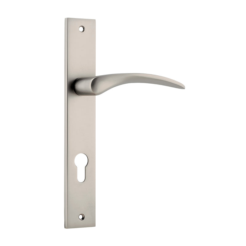 IVER OXFORD DOOR LEVER HANDLE ON RECTANGULAR BACKPLATE SATIN NICKEL - CUSTOMISE TO YOUR NEEDS