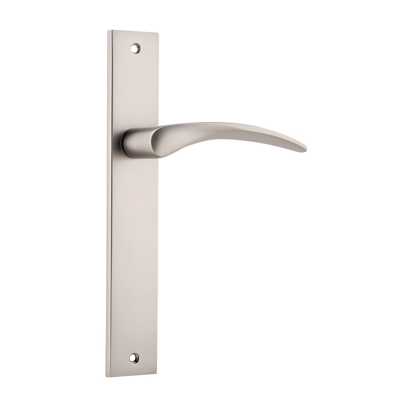 IVER OXFORD DOOR LEVER HANDLE ON RECTANGULAR BACKPLATE SATIN NICKEL - CUSTOMISE TO YOUR NEEDS