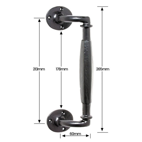 TRADCO IRON OFFSET PULL HANDLE 265X60MM MATT BLACK 1867 - primehardware
