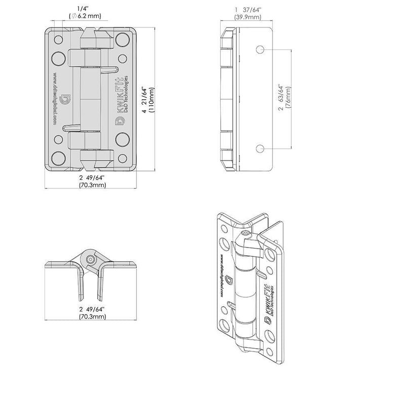 D&D KWIKFIT KFP PLAIN PIVOT NON-TENSIONED GATE HINGE SWIMMING POOL **PAIR**