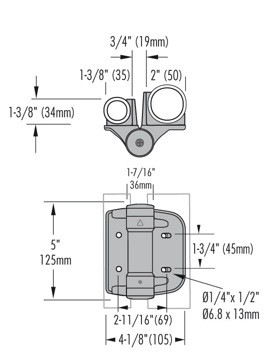D&D TRUCLOSE TCHDRND1-S3 SELF CLOSING VARIOUS ROUND POST HEAVY DUTY GATE HINGE (PREVIOUSLY TCHDRND1-MK2)